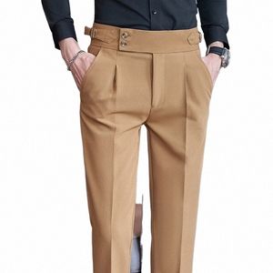 Autumn Winter High midja Busin Suit Pants For Men Casual Office Social Dr Pants Wedding Party Trousers Men kläder 2023 Z3ZN#