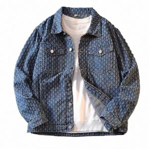 supzoom 2023 New Arrival Top Fi Embroidery Turn-down Collar Hollow Out Casual Single Breasted Denim Mens Jackets And Coats 21dQ#