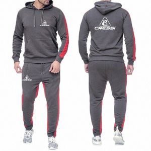 Scuba Dive Cri Primavera e autunno nuovo stile di stampa Felpe con cappuccio da uomo Pantaloni sportivi Set Harajuku Giacche sportive Abiti comodi B2kG #