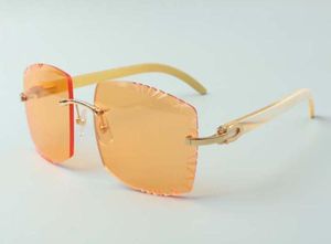 2021 Nyaste Style Highend Designers Solglasögon 3524022 Högkvalitativ skärningslins Naturliga vita buffelhorn Glasögon Size 5819070328