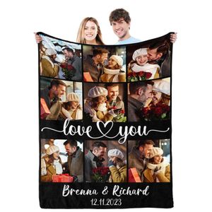 Coperta personalizzata per San Valentino, fidanzato, fidanzata, foto personalizzate con nomi Ti amo, compleanno per moglie, marito, lei, lui, anniversario