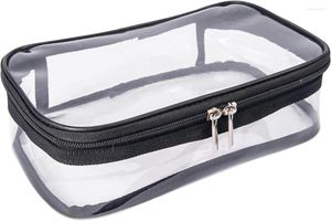 Borse per cosmetici Borsa da viaggio portatile in vinile trasparente con cerniera Kit per trucco in PVC trasparente Custodia pratica per organizer Vedi attraverso la plastica