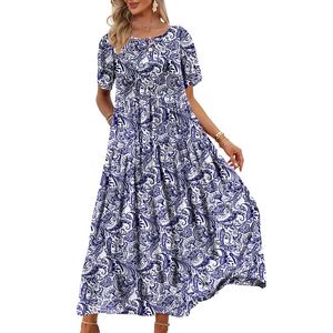 sukienka letnia sukienka na plaży Maxi sukienka dla kobiet letnie bohemian długie kobiety kwiatowy nadruk plażowy sukienka midi elegancka luźna kieszenie letnie sukienki projektanta