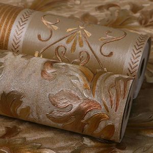 Bakgrundsbilder Luxur Damast Striped Wallpaper Röda blommor PVC Wall Paper Roll Waterproof American Cover vardagsrum sovrumsdekor