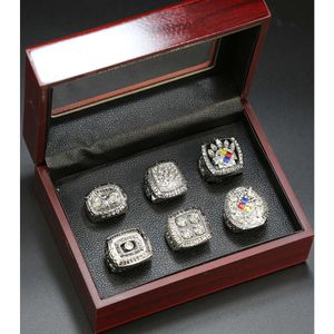 Pittsburgh Steelman 6 Years Silver Super Bowl Champion Ring Steel Film Ring Set