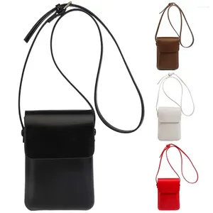 Väska kvinnor klaff telefonväska pu läder satchel plånbok justerbar rem fast färg kvinnlig utomhus datering