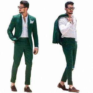 high-end Green Men Suit Two-piecesJacket+Pants Set Slim Fit Fi Handsome Male Formal Clothing D8ev#