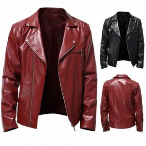 2022 Spring Autumn Fi Men Streetwear Black Pu Leather Jacket Mens Zipper Hip Hop Coat Manlig motorcykel Faux Leather Jackets H0X7#