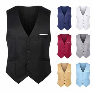 m-5XL Abito da uomo Gilet estivo Slim Fit Vita Solid Canotta Busin Leisure Party Bar Banchetto Dr Y0X1 #