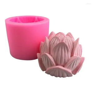 Moldes de cozimento 3D Stereo Lotus Gel Mold Fondant Bolo Handmade Soap Candle Silicone DIY Dcecor Tool S