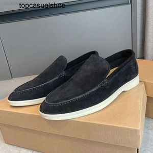 Loro Piano LP LorosPianasl shoes Mens casual best quality shoes loafers flat low top suede Cow leather oxfords Moccasins summer walk comfort loafer slip on rubber sol