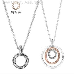 Designer Pandoras halsbandskakor Ny dubbelfärg Multi Ring Pendant S925 Silver Ny dubbelring Multi Color Necklace Set Qixi Lovers Gift