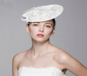 Vintage New Church Derby Vintage Wedding Bridal Fascinator White Pillbox Lace Flower Hat Cap Headband Crown Tiara Headpieces7391628