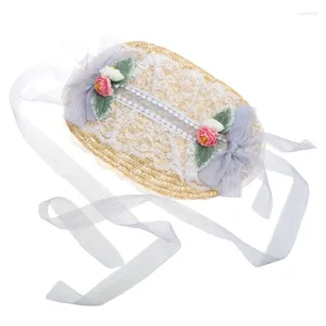 Wide Brim Hats Sweet Bonnet Hat Sunshade Straw For Head Accessories Pastoral Par