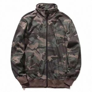 Stand Collar Cott Terry Fabric Men Camoue Jacket 2024 Spring Autumn Military Style Mens Camo Mönster Zip Up Coat D44B#