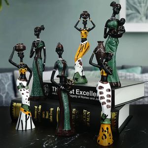 Estatuetas decorativas 3 Pçs/set Resina Mulher Africana Para Interior Figura Preta Estátua Ornamentos Exóticos Casa Decorações de Sala de estar de Luxo