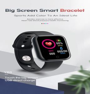 Y68 Rastreador de fitness Smart Bracelet Step calorie Counter Sleep Freqüência cardíaca Ring Ring Multisport impermeável relógio inteligente para iOS A8927686