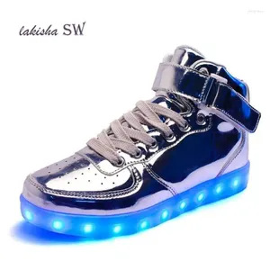 Casual Schuhe Hohe Qualität Männer LED Herbst Winter Glowing Für Erwachsene Silber/gold Mode Liebhaber Drop