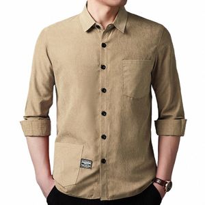 2022 double pocket mens shirts for men clothing korean fi lg sleeve shirt luxury dr casual clothes 731 Z4eV#