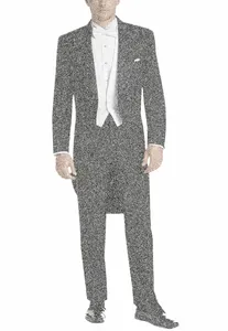 män lg tailcoat tre stycken jacka+byxor+väst set stilig high-end manlig formell parti prom kostym j4ol#