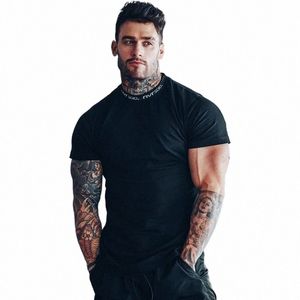 2024 Gym T-shirt Men kort ärm Cott T-shirt Casual Slim T-shirt Male Fitn Bodybuilding Workout Tee Tops Summer Clothing 87om#