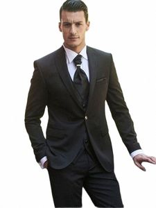 Fible One Butt Black Bräutigam Tuxedos Groomsmen Herren Hochzeitsschreiber -Anzüge maßgeschneidert 2019 Anzüge Jacke+Hose+Weste+Krawatte O3BM#