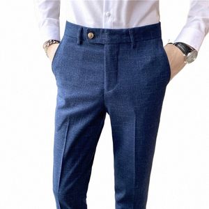 spring and autumn new mens suit trousers fi casual striped pants men blue gray pants large size 29-38 w4T7#