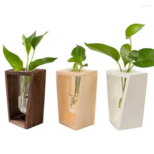 Wazony stacje propagacji roślin terrarium z drewnianym stojakiem retro dla hydroponicznych roślin stolik dekoracje paramentu domowego