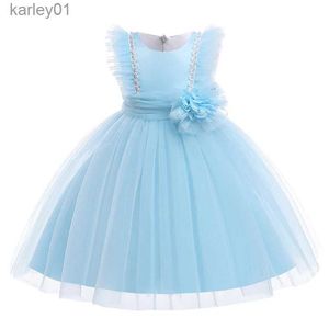 Abiti da ragazza Compleanno per bambini Abito da principessa per ragazze Costume per bambini Fiore Tulle Abiti da damigella d'onore formali Ragazza Festa di nozze Abito da ballo yq240327