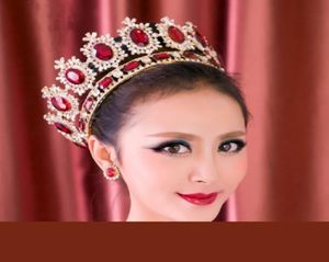 Headpieces wedding Crown princess bride diamond crystal head jewelry queen party baroque bridal tiaras crowns white red blue gre3485629