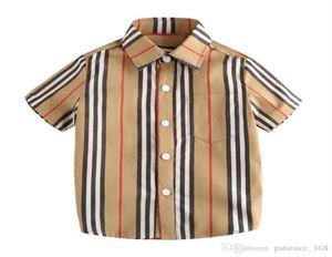 camicia da ragazzo 2019 INS stili estivi ragazzo Camicia per bambini manica corta colletto rovesciato stampa spogliata bambini causale 100 cotone tutto abbinato sh9665213