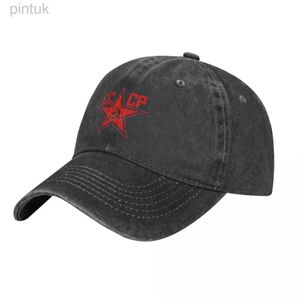 Ball Caps Rus Sovyet Beyzbol Kapağı Kırmızı Yıldız Y2K Retro Erkekler Yetişkin Yıkanmış Hip Hop Şapkası Sıcak Satış Özel DIY Çalışma Hippi Snapback Cap 24327