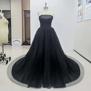 Partykleider, A-Linie, schwarz, luxuriöses Abendkleid, trägerlos, ärmellos, drapiertes Kleid, für formelle Anlässe, elegante Frauen, Hochzeit, Braut