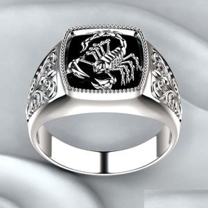 Cluster Ringe Kreative Skorpion Geprägte Top Goth Punk Herren Ring Retro Persönlichkeit Skorpion Muster Jahrestag Schmuck Geschenk Drop Deli Dh0GB