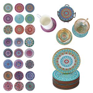 Knivar 1/5/8st/Ställ in ny DIY Diamond Målning Coaster Mandala Drink Cup Cushion Nonslip Table Placemat Insolation Pad Kitchen Accessori