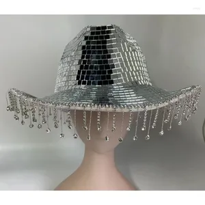 Beralar Cowgirl Hat Rhinestones püskülleri Müzik festivalleri için ayna topu toptan