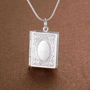 Hängen mode 925 Sterling Silver Fine Classic Square Pendant Necklace For Women Luxury Christmas Gifts Wedding Party Jewelry