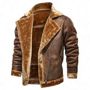 Herren Herbst und Winter PU-Lederjacke Neue Übergroße Plus Veet Dicke Lederjacke Jugend Fi PU-Lederjacke Mantel h2xM #