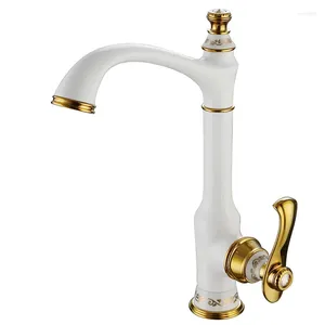 Bathroom Sink Faucets Brass European Style Vegetable Kitchen Golden Brown Antique Cold And Faucet
