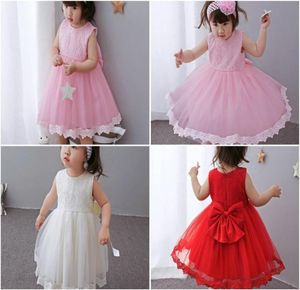 Retail Christmas Baby Girls Big Bow Lace Princess Dopning Dresses Kids Birthday Gift Month Dop Wedding Dress Halloween COS3193413