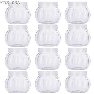 Storage Bottles Jars 12Pcs 150ml Pumpkin Jar Transparent Plastic Jar With Lid Candy Cookies Grain Tea Seasoning Storage Container Kithchen Supplies 240327