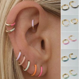 Hoop Earrings 1Pair Fashion Stainless Steel Huggies Earring Hoops Gold Plated Tragus Daith Lobe Piercing Jewelry