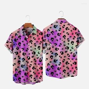 Männer Casual Shirts Sommer Hawaii Y2k Tops Leopard Print Kurzarm Harajuku Urlaub Party T-shirt Übergroßen Revers Bluse 4XL