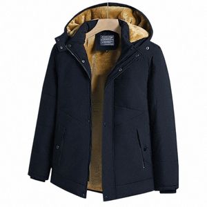 winter Parka Men Windbreaker Fleece Thick Warm Fur Coats Male solid Hooded Streetwear Overcoats Men's Windproof Jackets V84X#