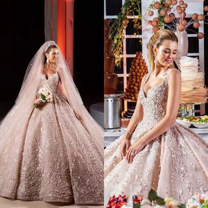 Gorgeous Ball Gown Wedding Dress For Women Sweetheart Neck Sleeveless Bridal Gown Crystal Court Train Dresses Custom Made vestidos de novia