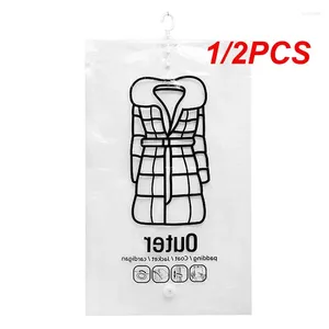 Förvaringspåsar 1/2st vakuum hängande klädtäcke utrymme för att spara garderob kompressionsväska återanvändbart kläder