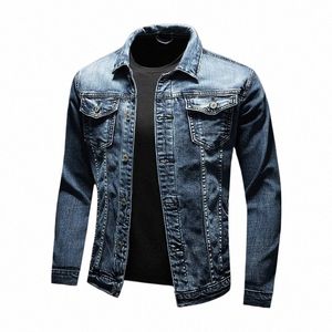 Sonbahar yeni ince erkek denim ceket streç retro motosiklet punk sokak kıyafeti fi kaykay genç kot pantolon artı boyut 5xl c0cx#