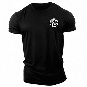 Egzersiz Erkek Spor Salonu T-Shirt Goku Baskı Kısa Kollu T-Shirt Yaz Günlük Tee Sokak Giyim Erkekler O boyun sweatshirt Kadın Giyim V9HH#