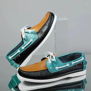 362 For Casual Loafers Shoes Men Genuine Leather Driving Retro Fashion Docksides Boat Classic Designe 75221