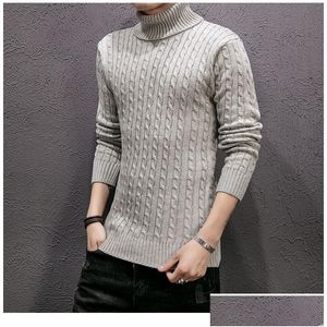 Herrenpullover Herren Designer Strickpullover Casual Winter Rollkragenpullover Männlich Lange Ärmel Wollhemd Atutumn Männer Slim Fit Plover Drop Dhx29